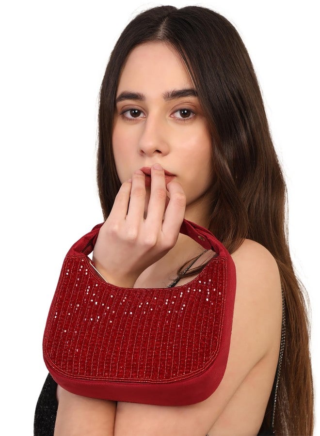 MARKQUES Red Crystal Handheld Embellished Handbag - Image 3